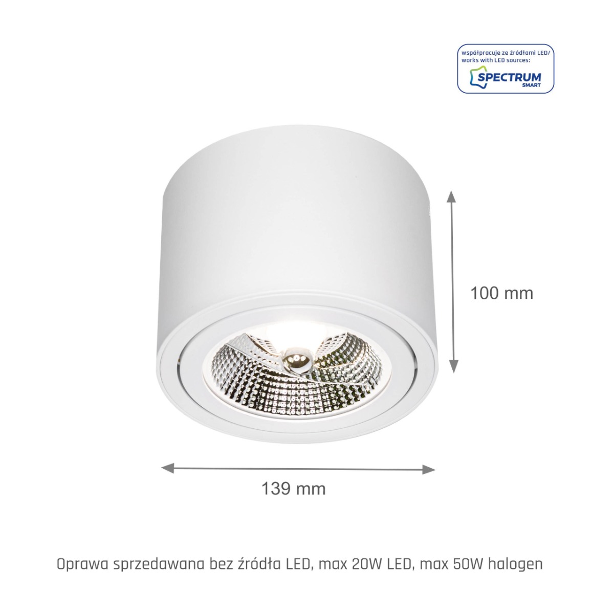 LED Spot AR111 Wit Rond 139x100mm Kantelbaar