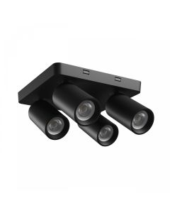 Opbouwspot GU10 4-voudig – vierkant – zwart – IP20 – 220×220×134 mm – zonder lichtbron