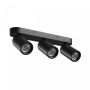 Opbouwspot GU10 3-voudig – zwart – IP20 – 350×70×135 mm – zonder lichtbron