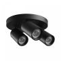 Opbouwspot GU10 3-voudig – rond – zwart – IP20 – 220×134 mm – zonder lichtbron