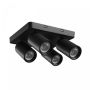 Opbouwspot GU10 4-voudig – vierkant – zwart – IP20 – 220×220×134 mm – zonder lichtbron