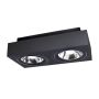 Opbouwspot AR111 GU10 2-voudig – rechthoekig – zwart – kantelbaar – IP20 – 293×145×85 mm – zonder lichtbron