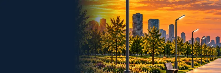 LED straatverlichting langs een parkpad